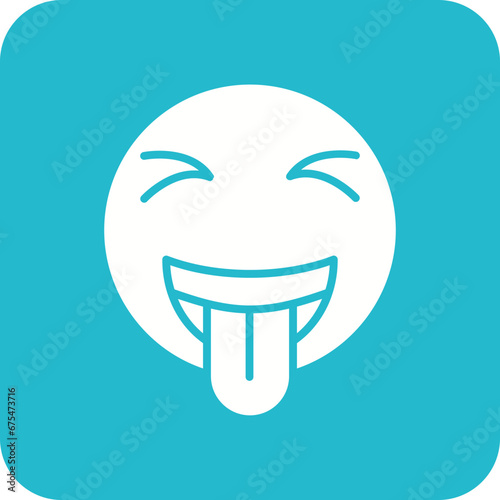 Squinting Face with Tongue Line Color Icon