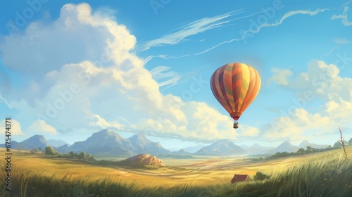 A helium-filled balloon caught in a gentle breeze, drifting away