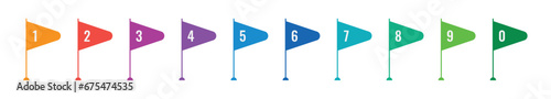 colored flags and 0-9 numbers on a white background