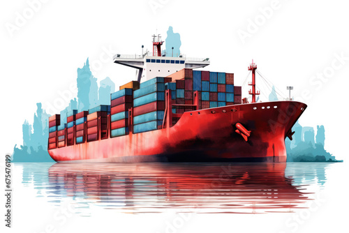 ship in a port on transparent background, png file