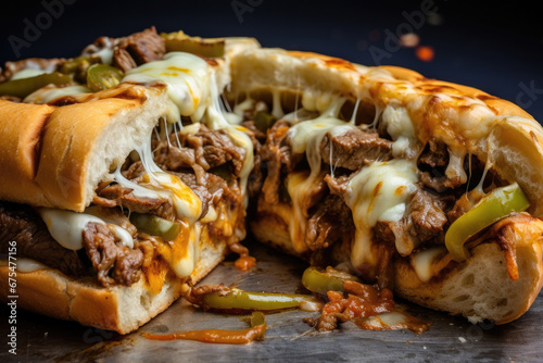 Juicy Philly Cheesesteak Oozing with Melted Cheese