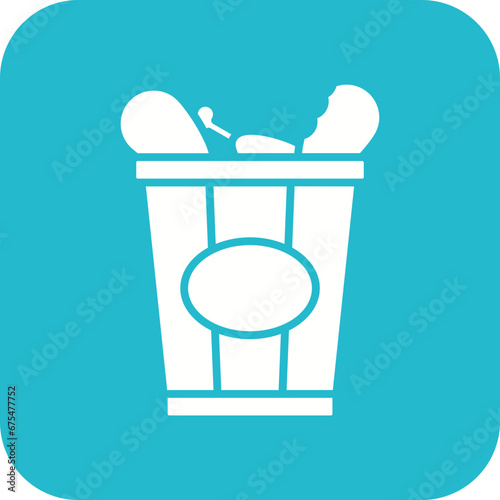 Chicken Bucket Line Color Icon