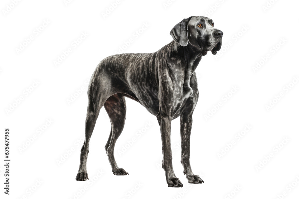 Great Dane dog isolated on transparent background. Concept of pet. - obrazy, fototapety, plakaty 