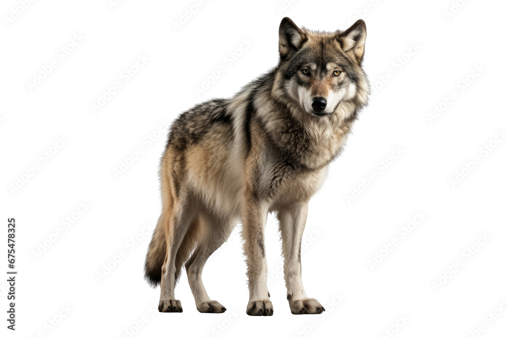 Wolf isolated on transparent background. Concept of animals.