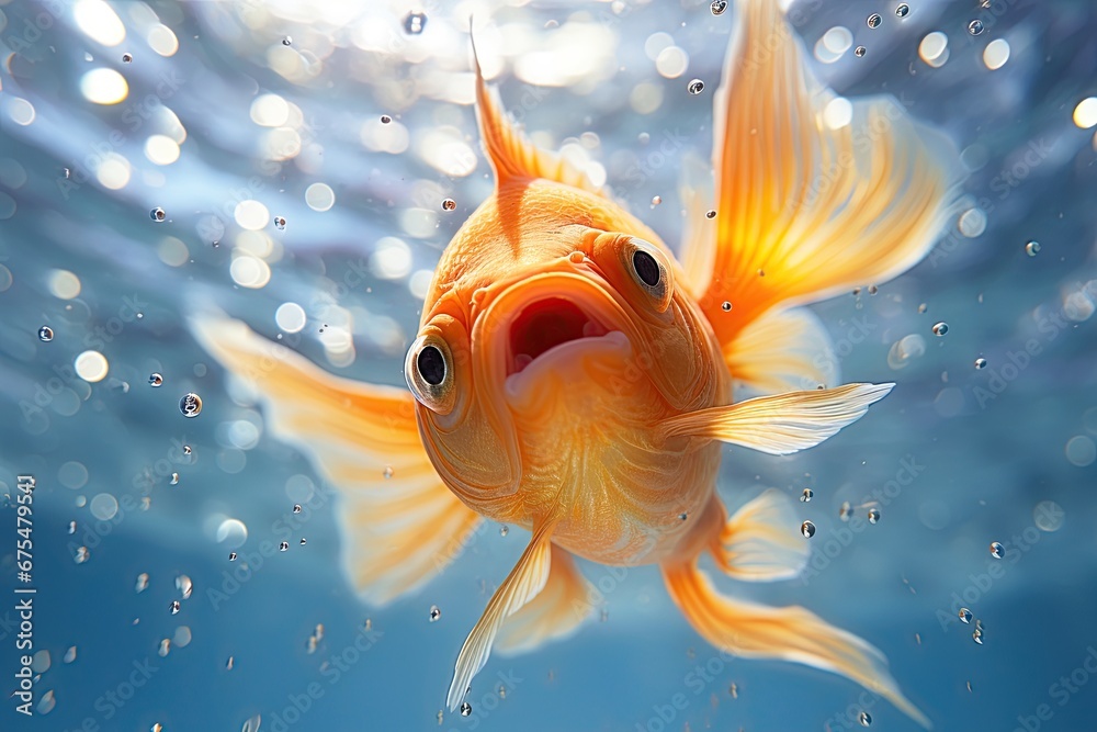 Goldfish in the ocean. Ai Generative