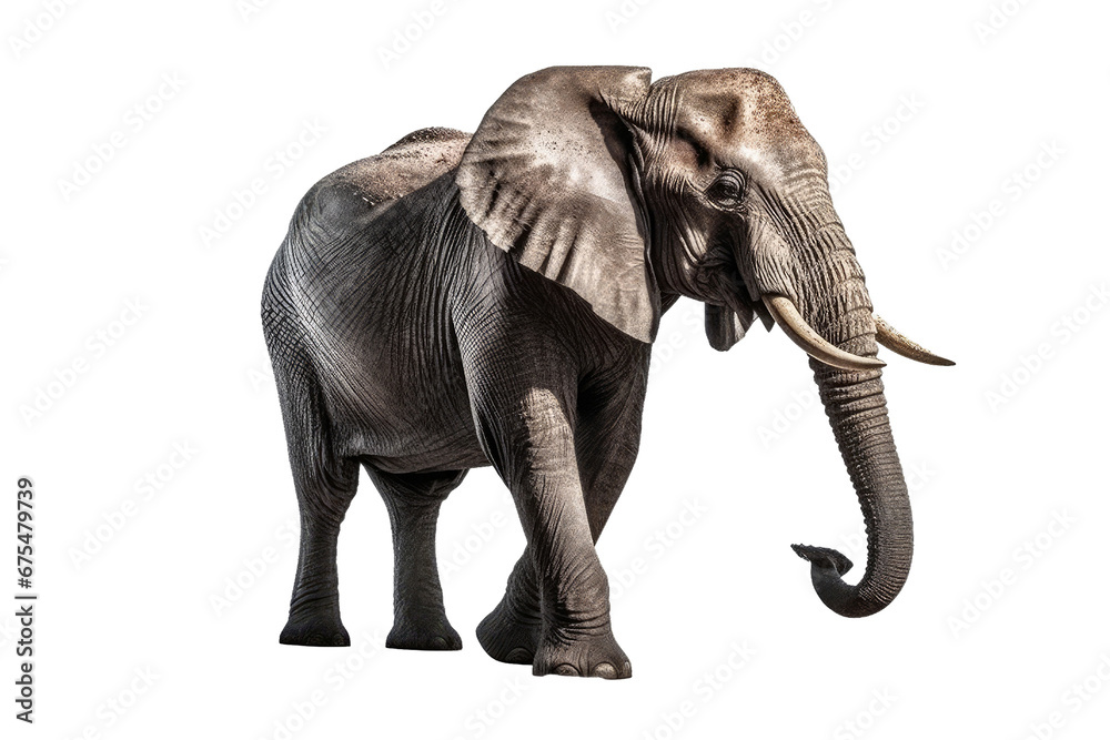 Fototapeta premium Elephant isolated on transparent background. Concept of animals.