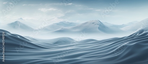 The abstract background pattern on the car print depicts the beauty of nature during a winter day with a snowy white road winding through the majestic mountains covered in ice