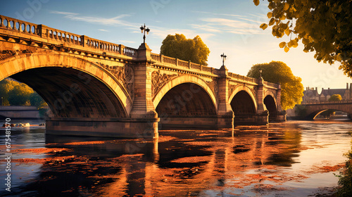 Obraz na płótnie Iconic view of a historic bridge spanning a tranquil river