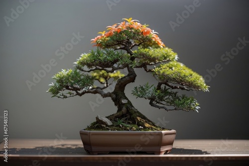 tiny bonsai tree in pot background photo