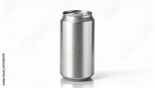 3D Silver Soda Can Mockup on Isolated Surface