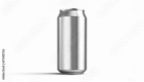 3D Silver Soda Can Mockup on Isolated Surface