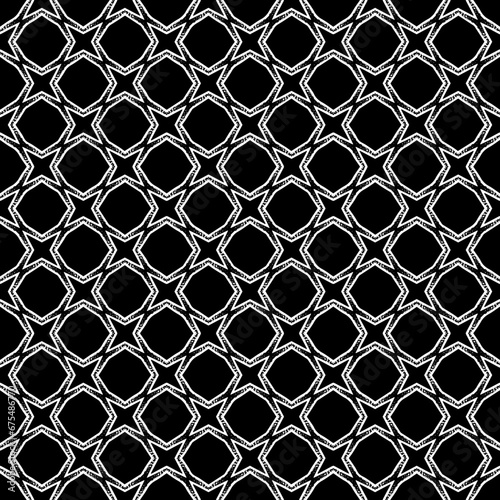 Black and white seamless abstract pattern. Background and backdrop. Grayscale ornamental design. Mosaic ornaments. Vector graphic illustration. EPS10.