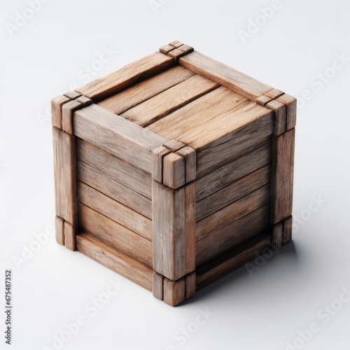 wooden box isolated on white