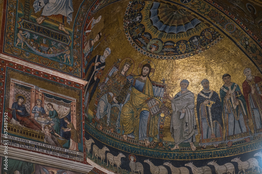 Apse mosaic in the Basilica of Santa Maria in Trastevere, Rome, Italy