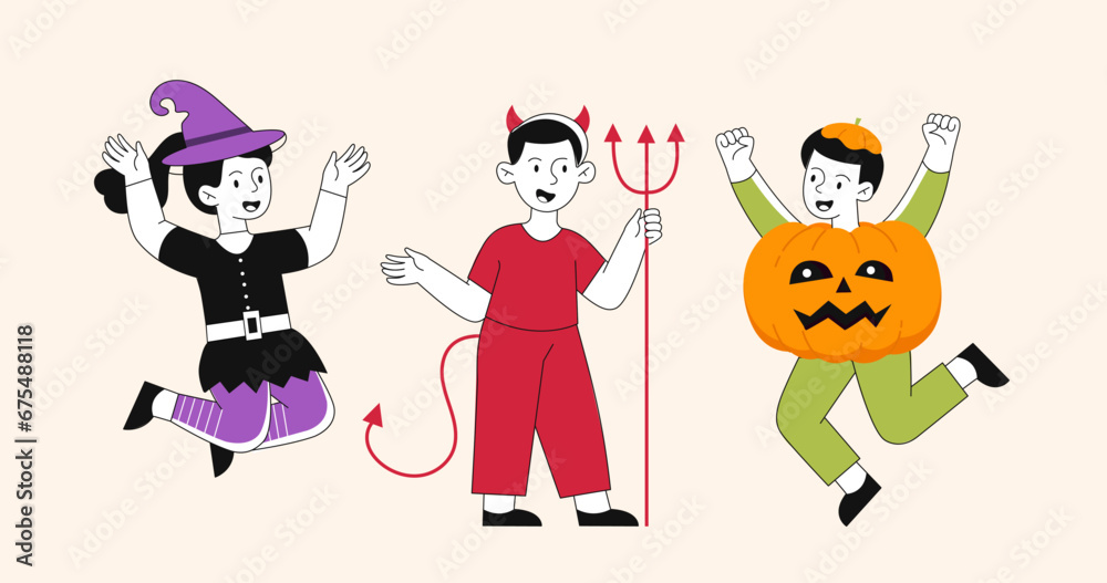 Children halloween vector set Children halloween vector set