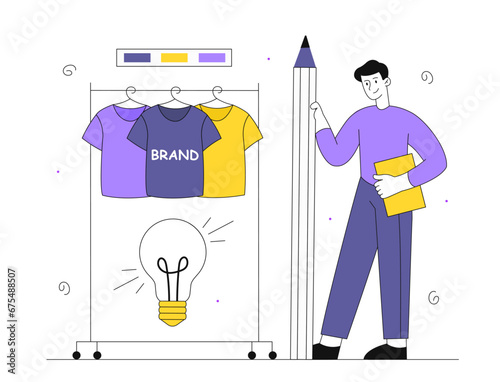 Clothing designer with closet vector concept