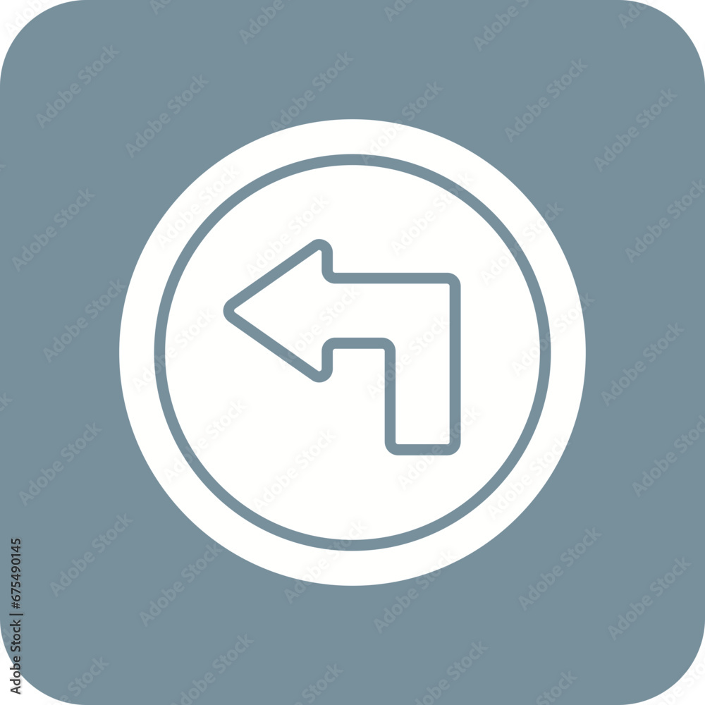 Turn Left Line Color Icon Turn Left Line Color Icon