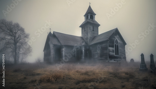 Church in the fog