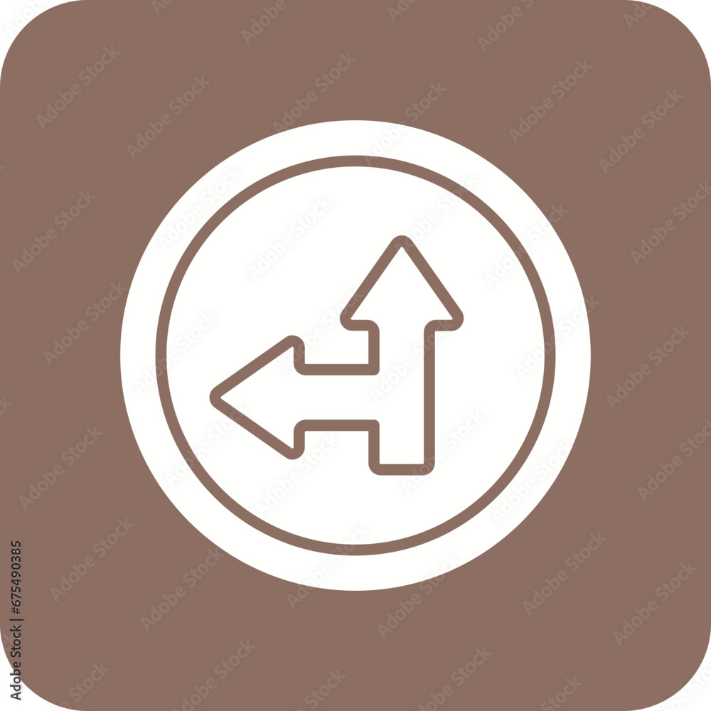 Side Road Left Line Color Icon