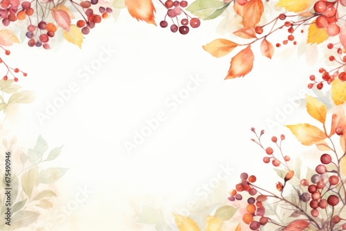 Beautiful frame of autumn leaves and berries