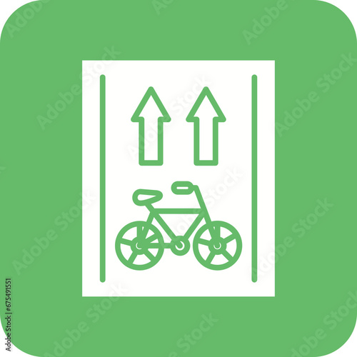 Bike Lane Line Color Icon