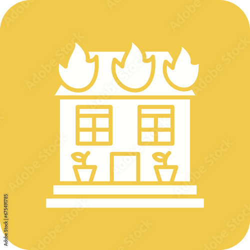 House On Fire Line Color Icon