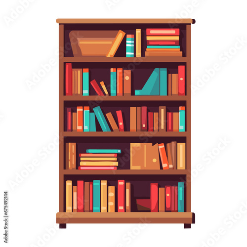Book shelves and bookcase of library or bookstore, vector education