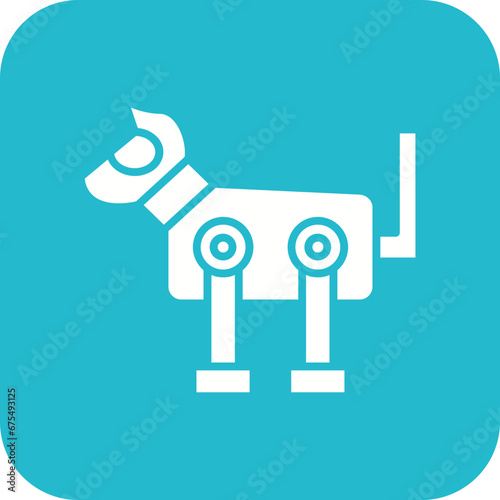 Robot Dog Line Color Icon