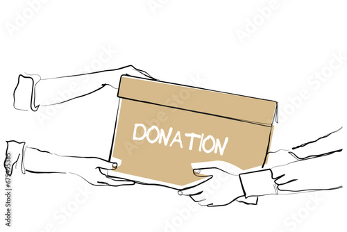 vector, illustration, concept, box, hands, graphic, delivery, doodle, drawing, community, hand drawn, support, care, savings, cash, service, storage, line art, property, human, cardboard, war, peace, 