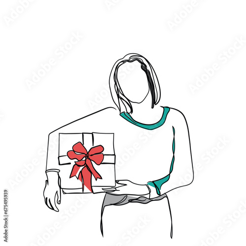 Gifts line art. hand drawn line art vector of hands giving and receiving gifts. Holidays presents. Love and harmony. Exchange gifts ideas.