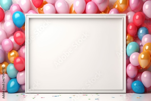 Empty frame with balloons