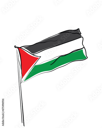 hand drawn line art vector of palestinian flag. Long live palestine.