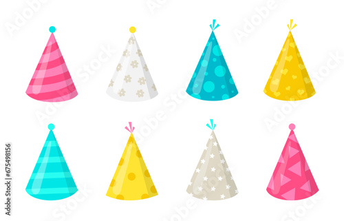 Set of colorful conical caps vector