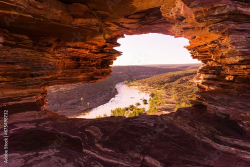 View through the window bridge at the Murchison River near Kalbarri, Western Australia. © Wirestock