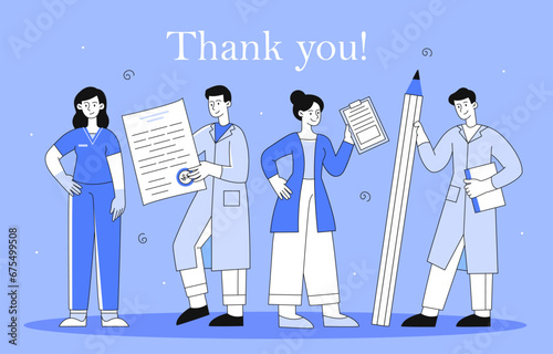 Thank you people vector line concept