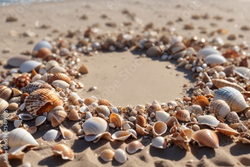 frame of seashells on the beach. ai generative