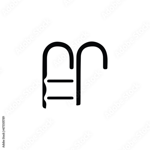 Pool ladder icon. Simple style holiday poster background symbol. Pool ladder brand logo design element. Pool ladder t-shirt printing. Vector for sticker.
