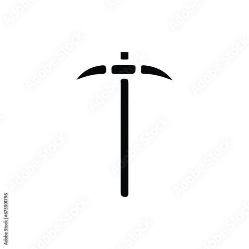 Pickaxe icon. Simple style digging poster background symbol. Pickaxe brand logo design element. Pickaxe t-shirt printing. Vector for sticker.
