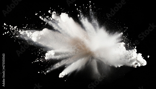 Isolated White Powder Burst on Dark