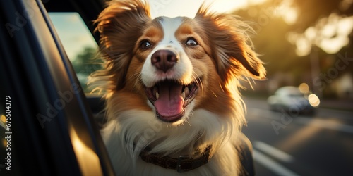 A dog sticking its head out the window of a car.