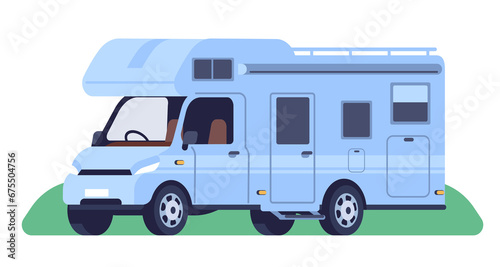 Caravan camper. Motor home on wheels. Automobile camping van. Transport for summer vacation. Tourist transportation by roads. Car trailer. Driving vehicle. Hiking adventure. png concept