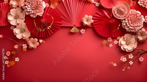 Chinese new year concept decorated festive background © Premium_art