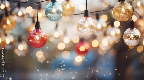 Generative AI, Christmas fair blurred background, winter street market in Europe..