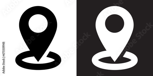 Location icon vector. Pin sign symbol in trendy flat style. Pointer vector icon illustration isolated on white and black background