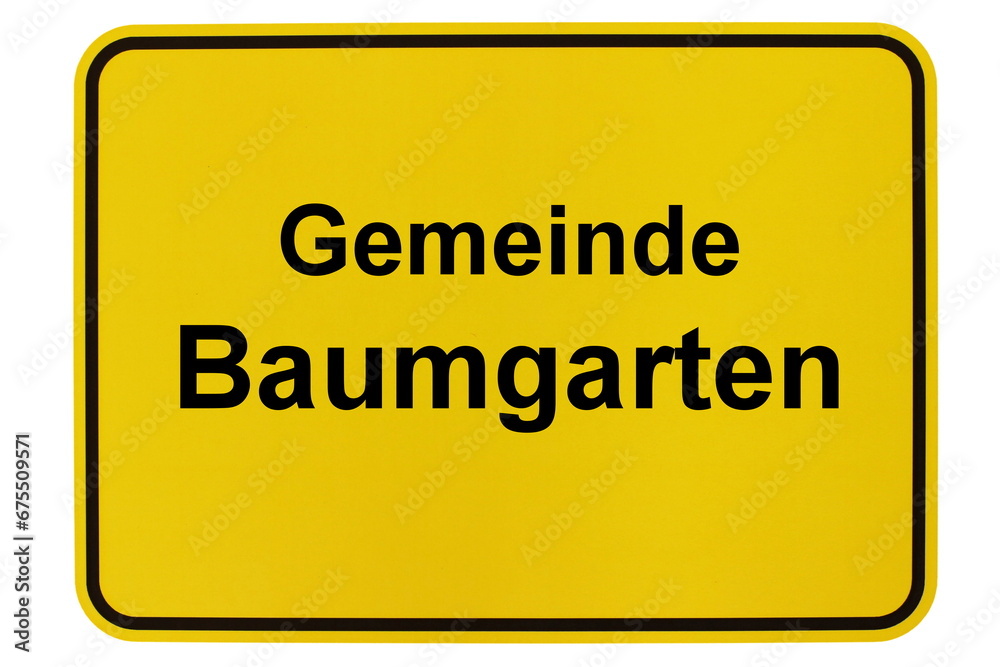 Illustration eines Ortsschildes der Gemeinde Baumgarten in Mecklenburg-Vorpommern