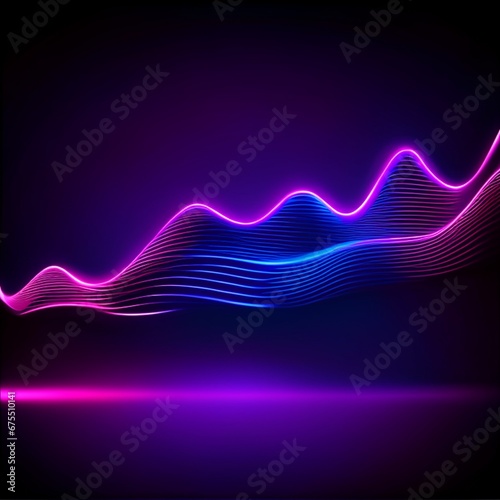 Purple wave line light gradient dark background. Generative ai.