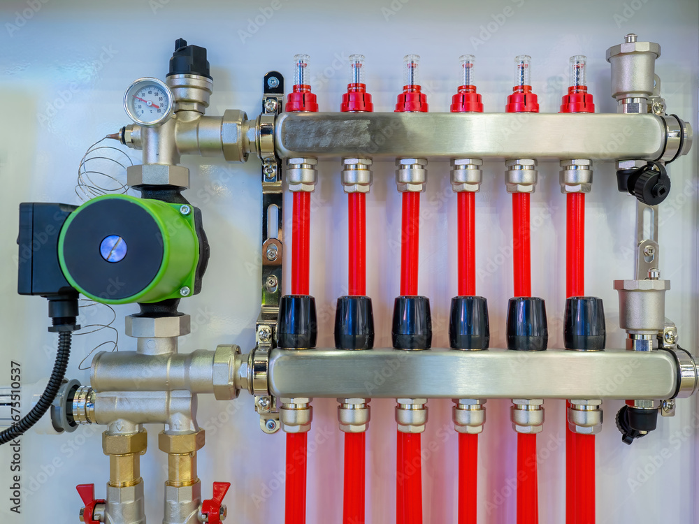 Heating equipment. Manifold for heated floors. Climate control