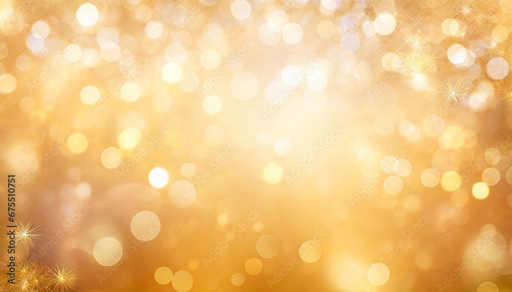 Golden Festive Christmas background. Abstract twinkled bright golden background with bokeh background