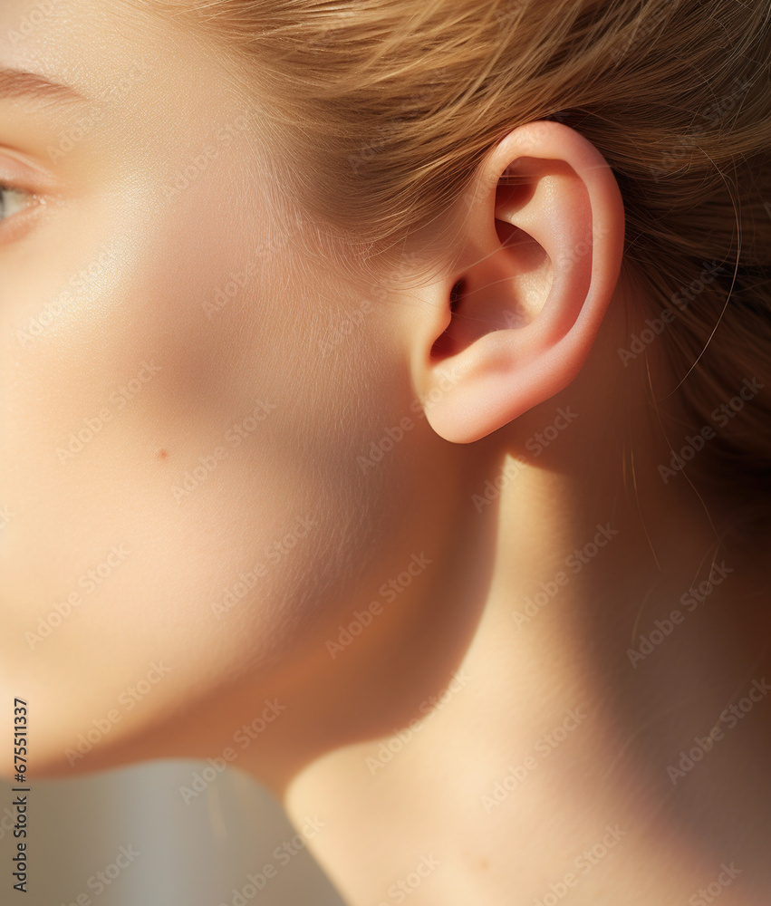 Female ear, close-up