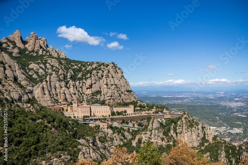 Scenic view of Santa Maria de Montserrat Abbey in Catalonia, Spain